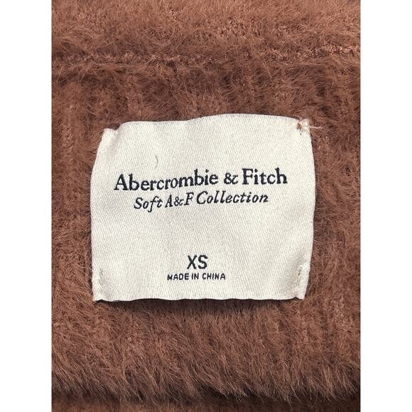 Abercrombie & Fitch Brown Long Sleeve Faux Fur Crew Neck Sweater Top Size XS - Picture 3 of 4